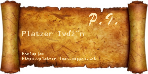 Platzer Iván névjegykártya
